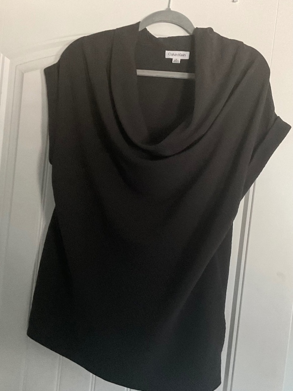 Calvin Klein draped cowl neck  black Xlarge blouse.